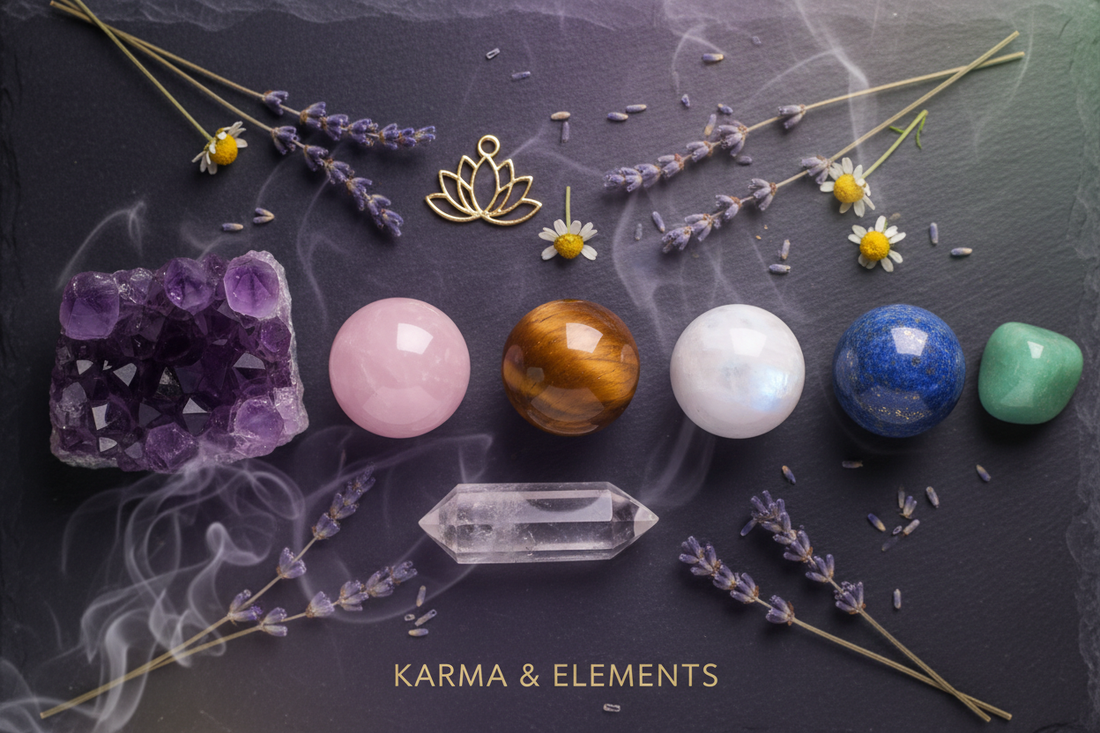 Best crystals for anxiety and stress relief amethyst rose quartz tiger's eye moonstone — Karma & Elements