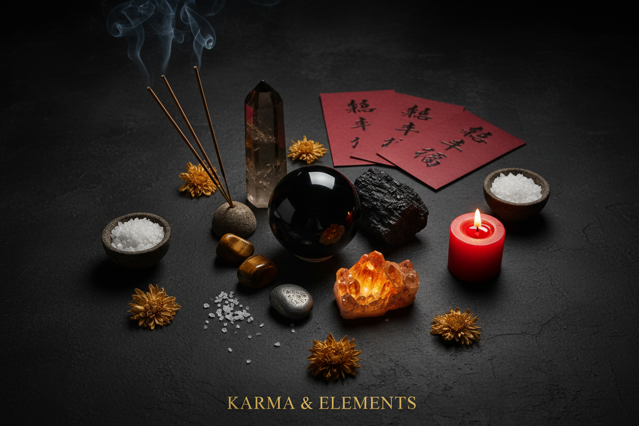 Chinese Ghost Month 2026 Feng Shui protection crystals — Karma & Elements