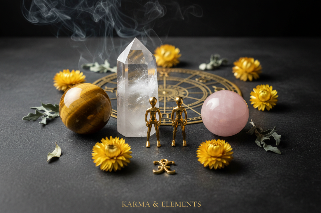 Gemini zodiac sign personality love career lucky crystals phantom quartz tiger's eye rose quartz — Karma & Elements