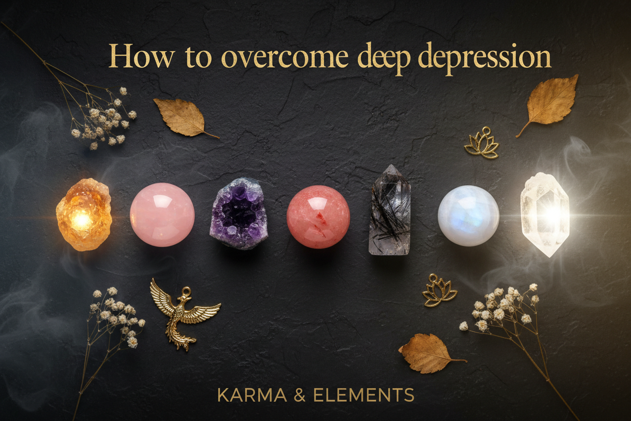 How to overcome deep depression crystal guide citrine rose quartz amethyst — Karma & Elements