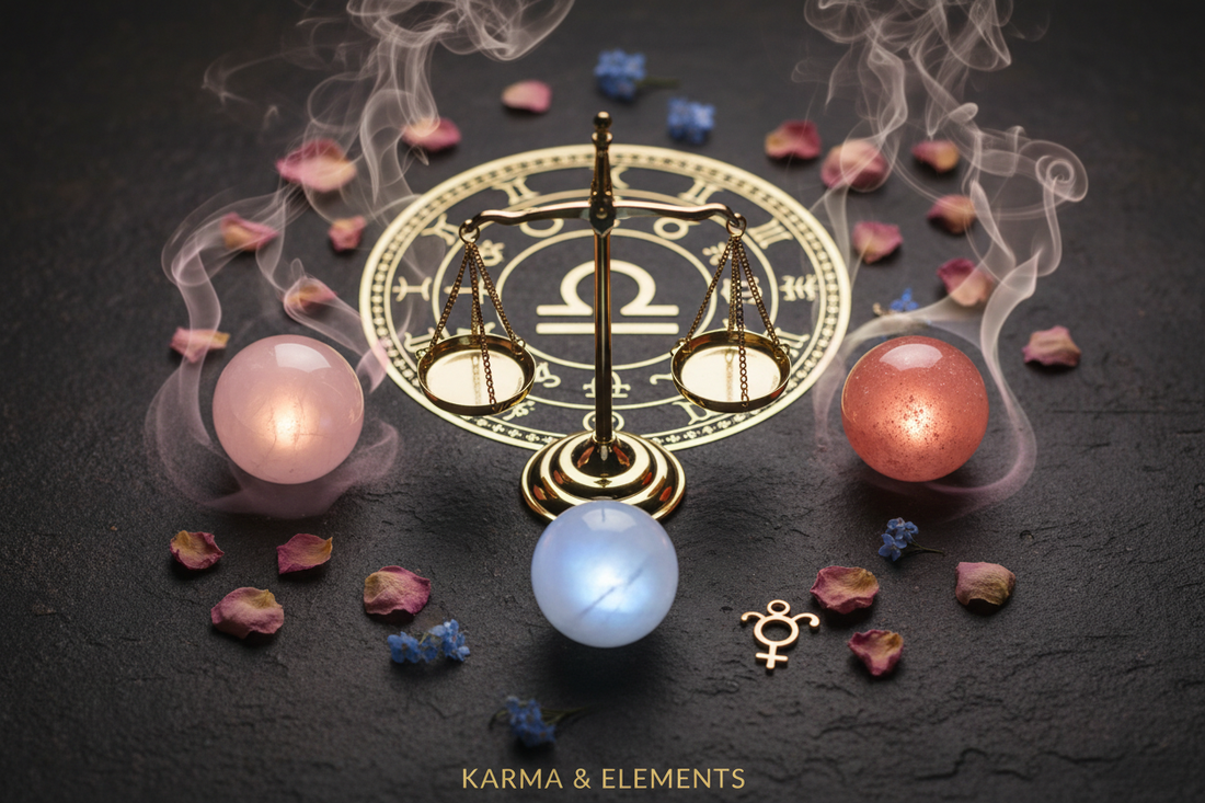 Libra zodiac sign personality love career lucky crystals rose quartz strawberry quartz moonstone — Karma & Elements
