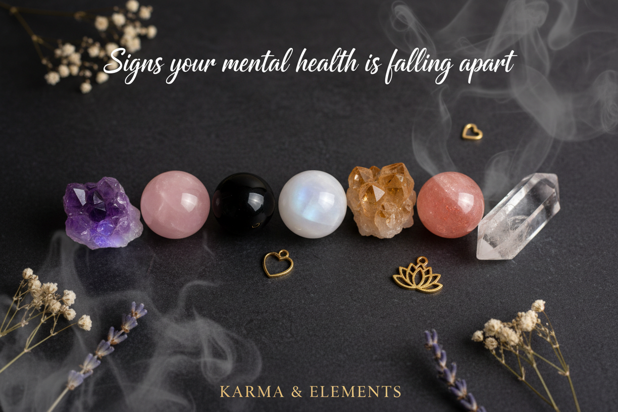 Signs your mental health is falling apart crystals that can help amethyst rose quartz moonstone — Karma & Elements