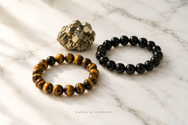 Spiritual gifts for men — tiger's eye obsidian and pyrite — Karma & Elements