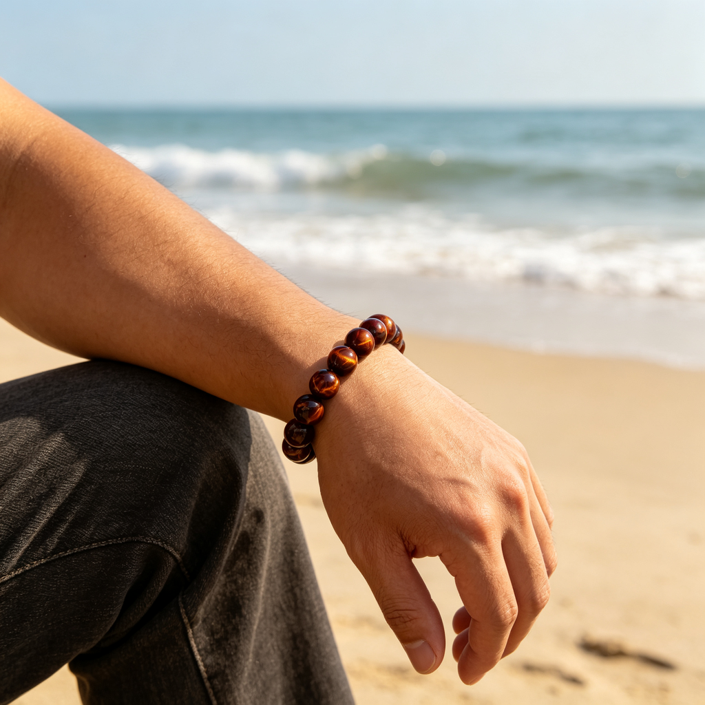 Red Tiger‘s Eye Quartz Bracelet | Wealth Protection Career Crystal Bracelet