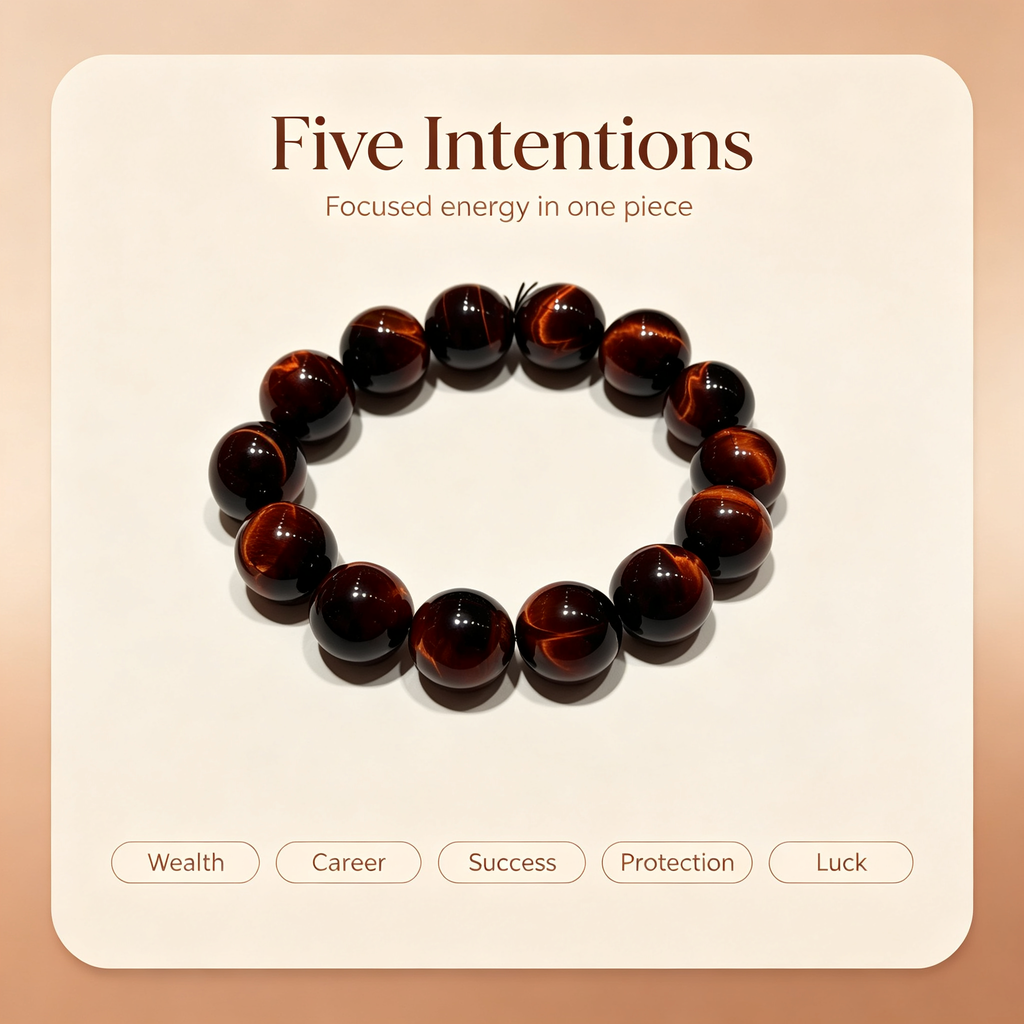 Red Tiger‘s Eye Quartz Bracelet | Wealth Protection Career Crystal Bracelet