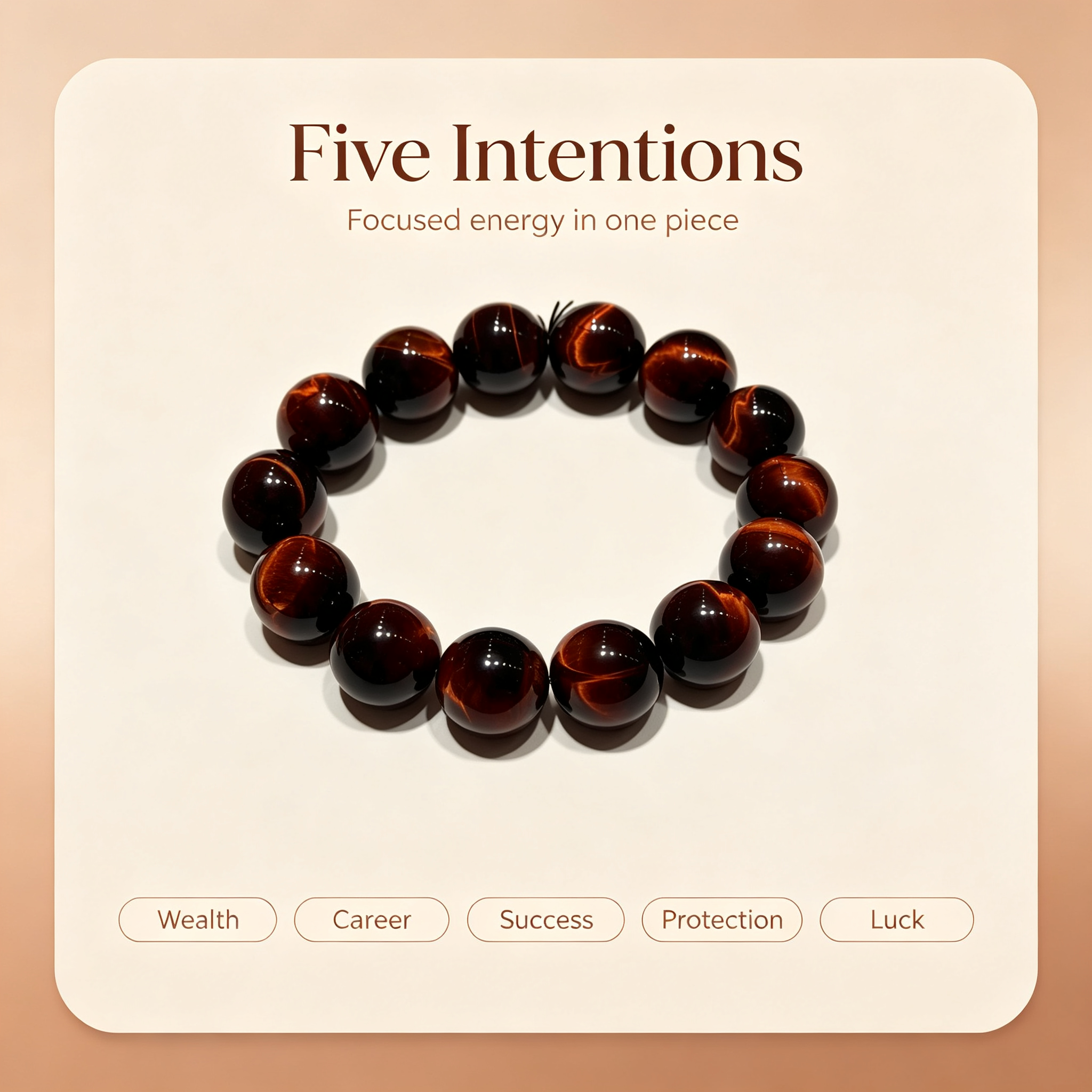 Red Tiger‘s Eye Quartz Bracelet | Wealth Protection Career Crystal Bracelet