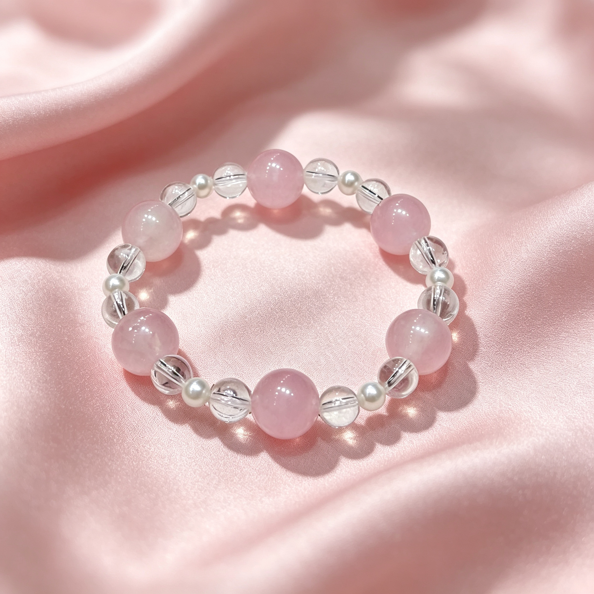 Rose Quartz Clear Quartz Bracelet | Love Harmony Crystal Bracelet