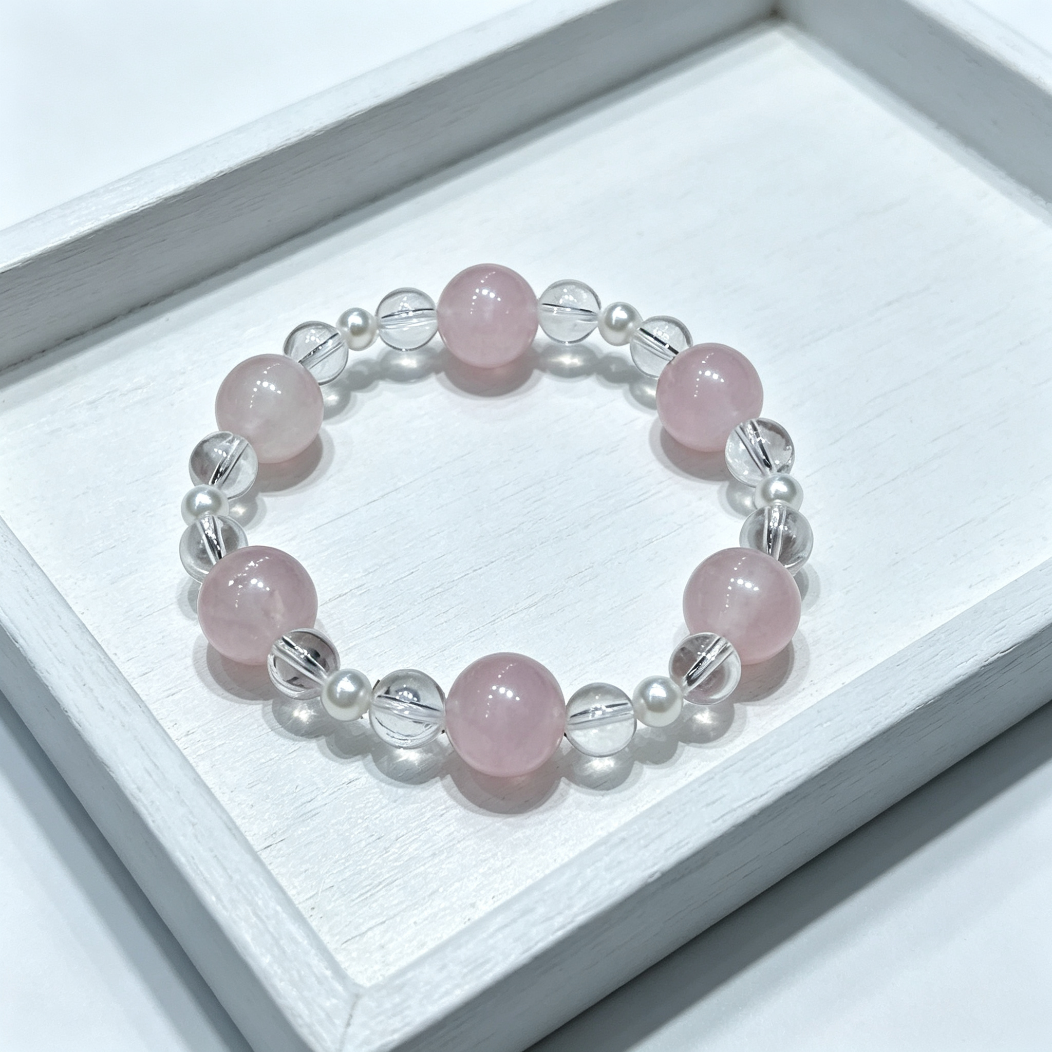 Rose Quartz Clear Quartz Bracelet | Love Harmony Crystal Bracelet