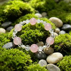 Rose Quartz Clear Quartz Bracelet | Love Harmony Crystal Bracelet