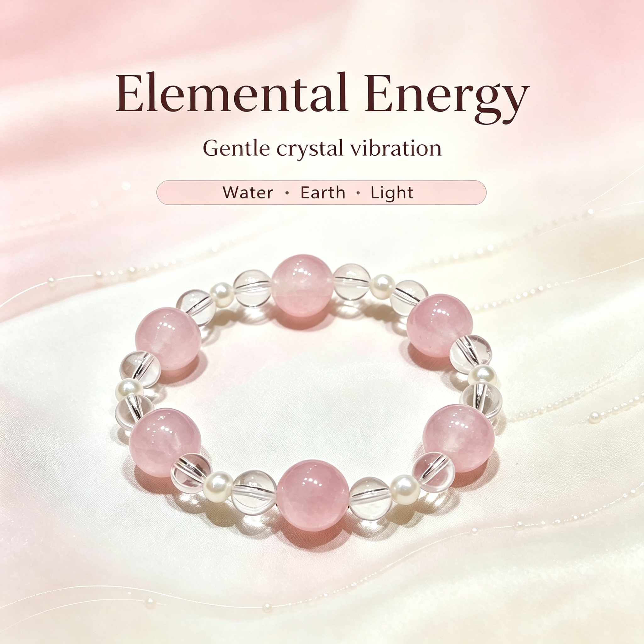Rose Quartz Clear Quartz Bracelet | Love Harmony Crystal Bracelet