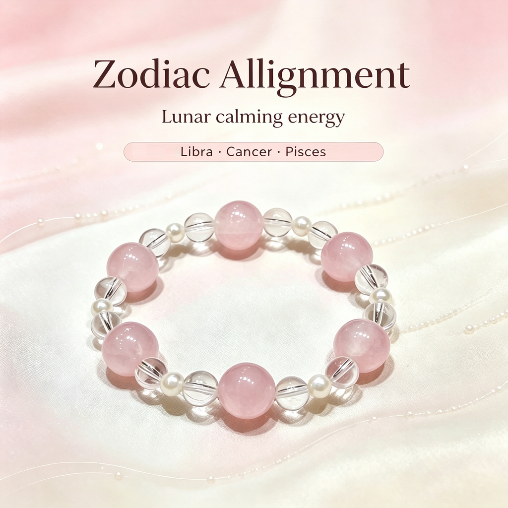 Rose Quartz Clear Quartz Bracelet | Love Harmony Crystal Bracelet