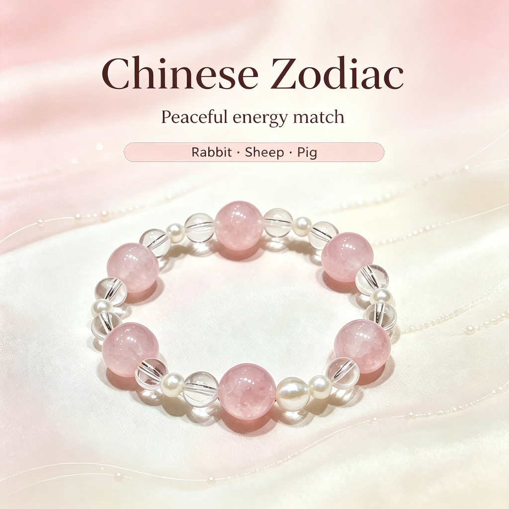 Rose Quartz Clear Quartz Bracelet | Love Harmony Crystal Bracelet