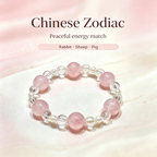 Rose Quartz Clear Quartz Bracelet | Love Harmony Crystal Bracelet