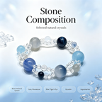 Blue Rutilated Quartz Mixed Crystal Bracelet | Aquamarine Kyanite Grey Moonstone Bracelet for Career & Calm