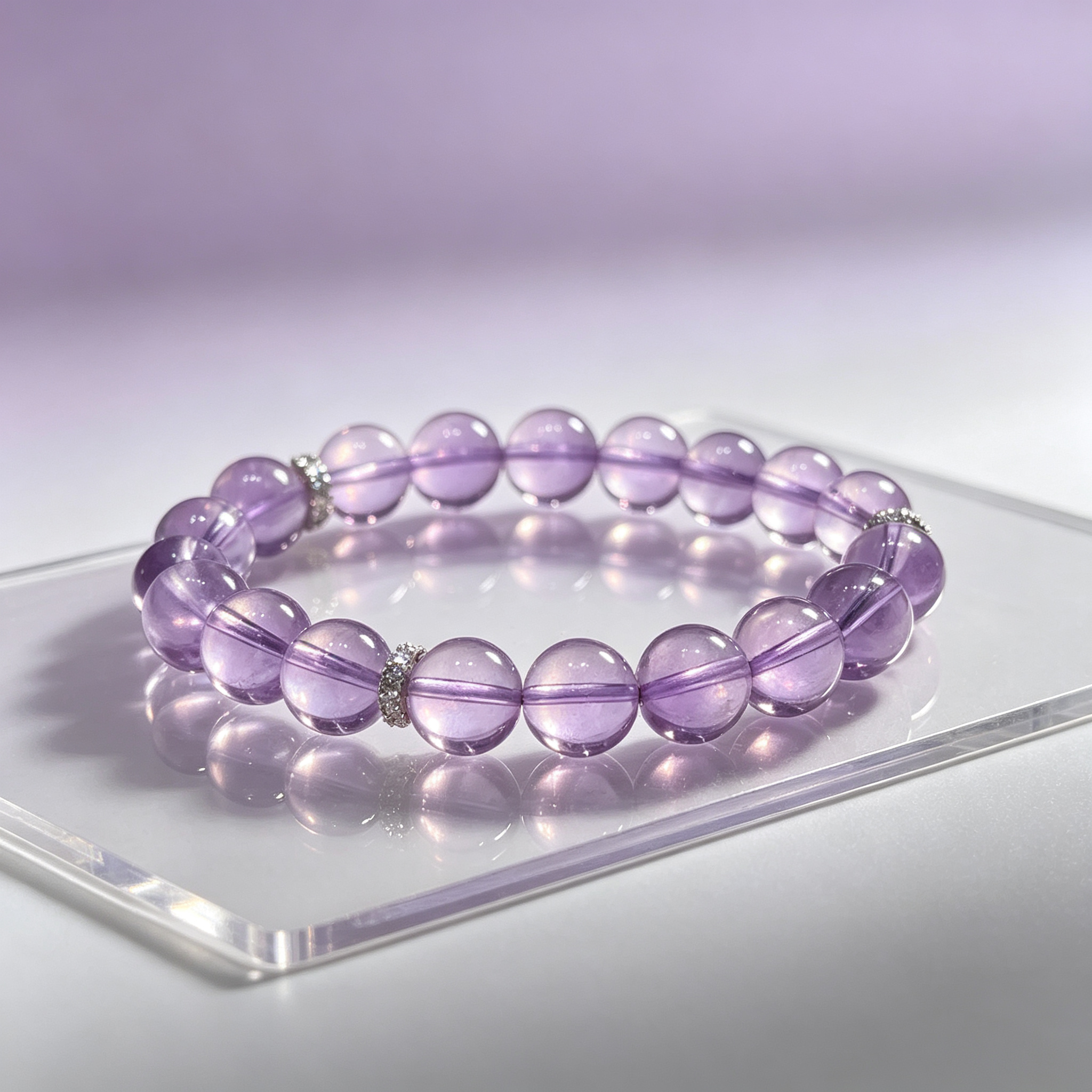 Natural Amethyst Bracelet, Calming Crystal Bracelet for Anxiety & Love