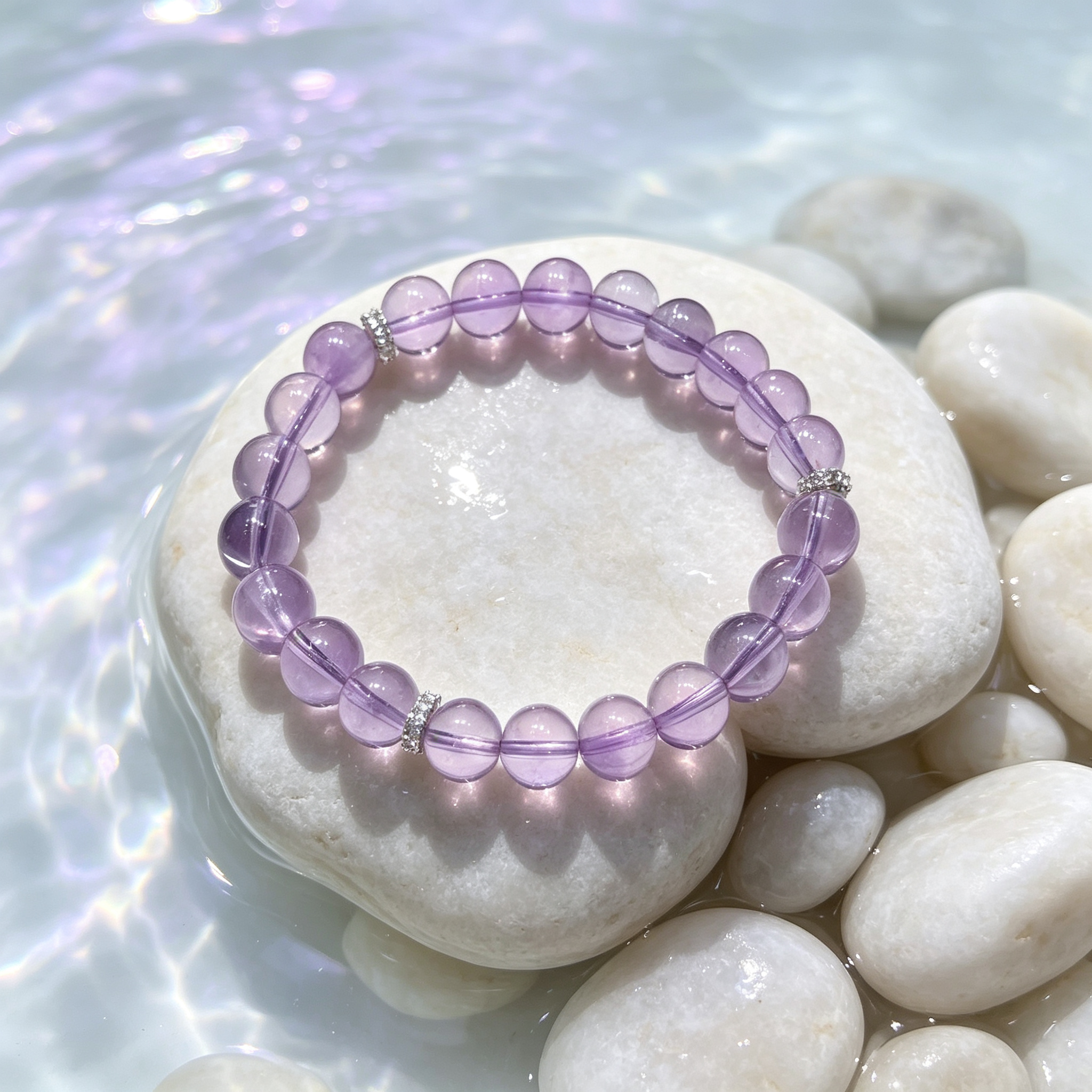 Natural Amethyst Bracelet, Calming Crystal Bracelet for Anxiety & Love