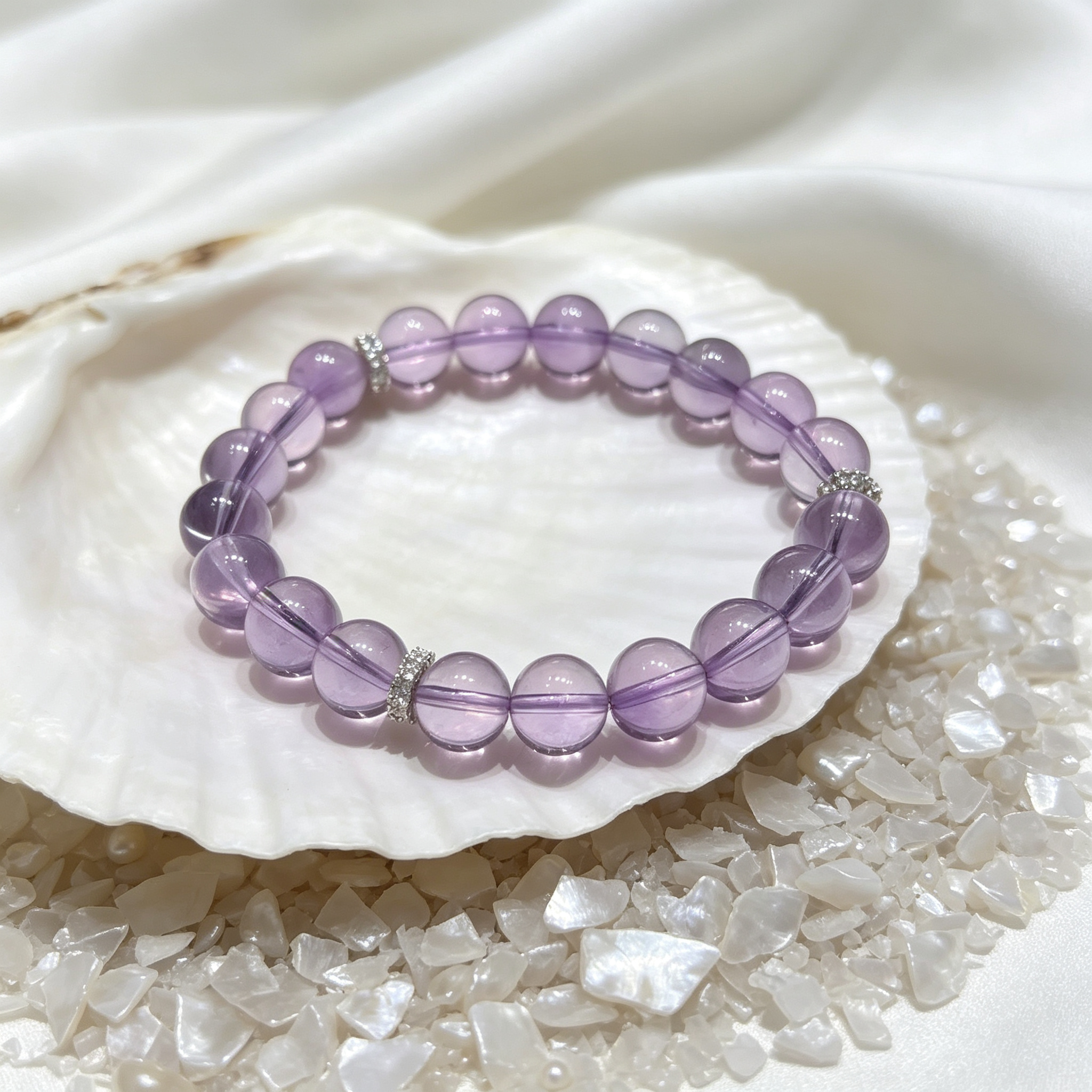 Natural Amethyst Bracelet, Calming Crystal Bracelet for Anxiety & Love