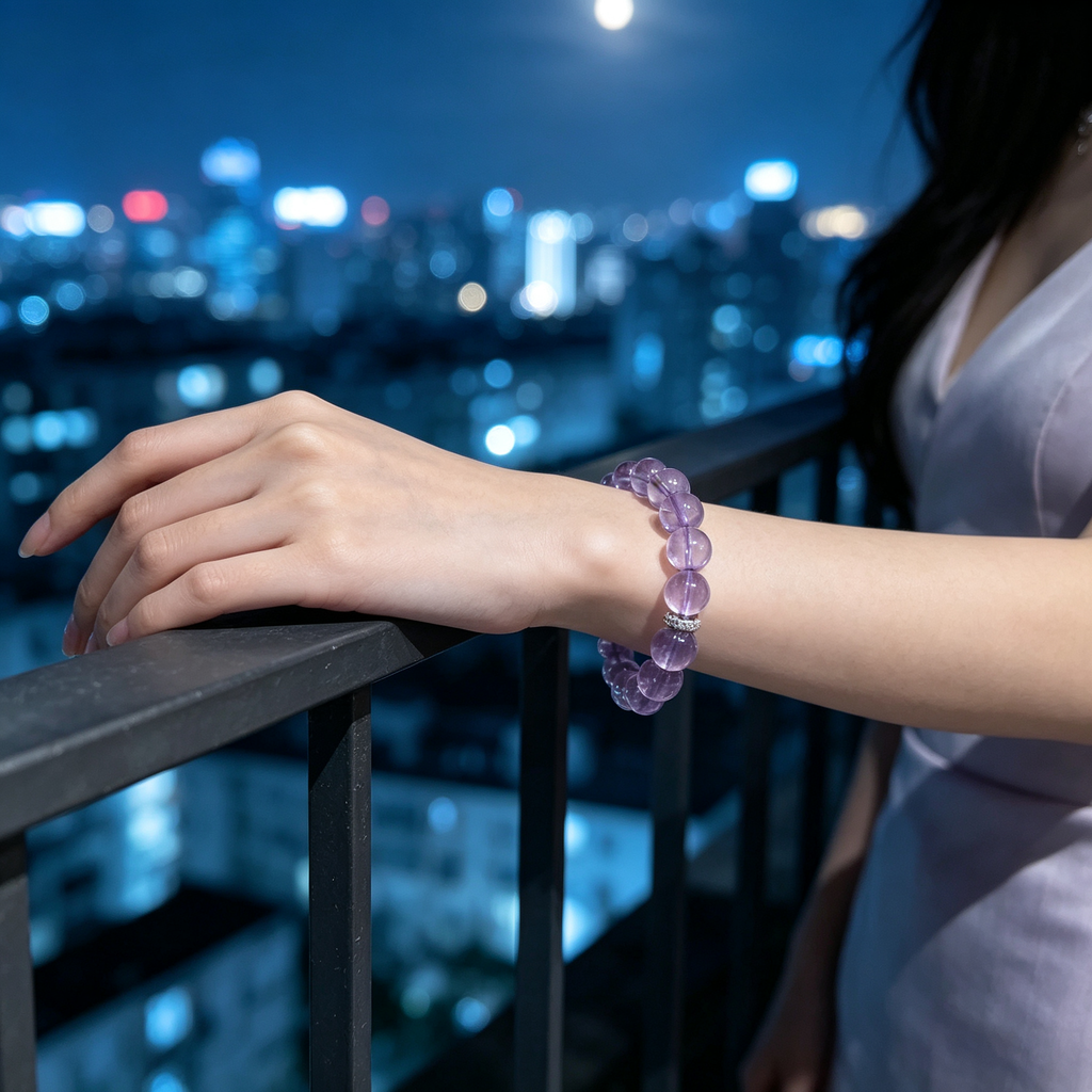 Natural Amethyst Bracelet, Calming Crystal Bracelet for Anxiety & Love