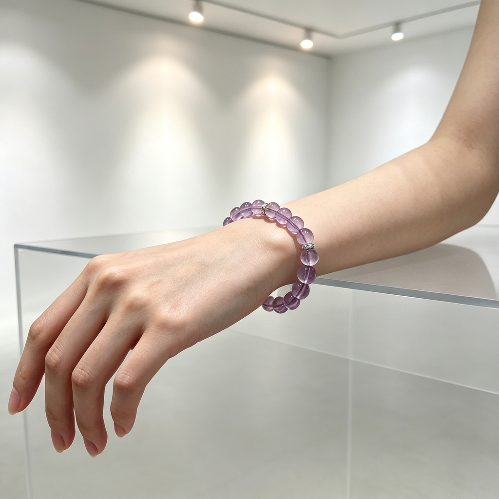 Natural Amethyst Bracelet, Calming Crystal Bracelet for Anxiety & Love