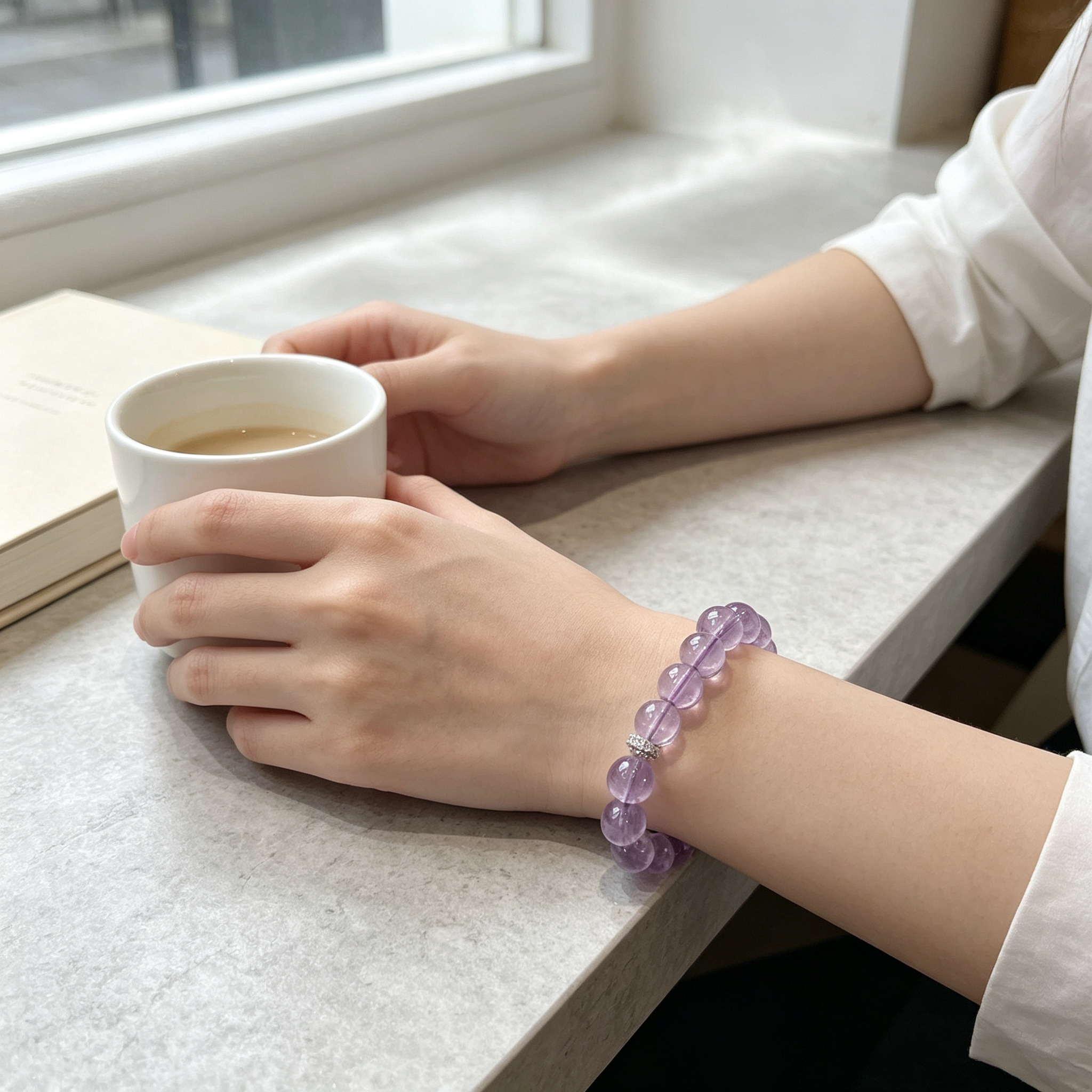 Natural Amethyst Bracelet, Calming Crystal Bracelet for Anxiety & Love