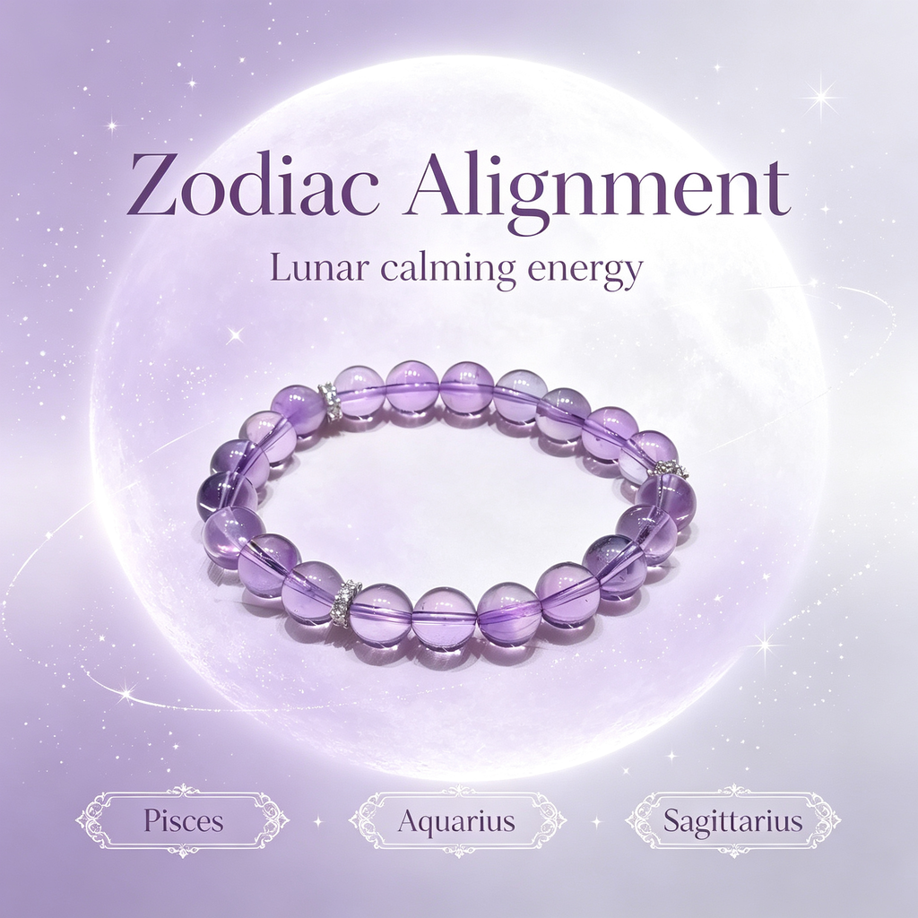 Natural Amethyst Bracelet, Calming Crystal Bracelet for Anxiety & Love
