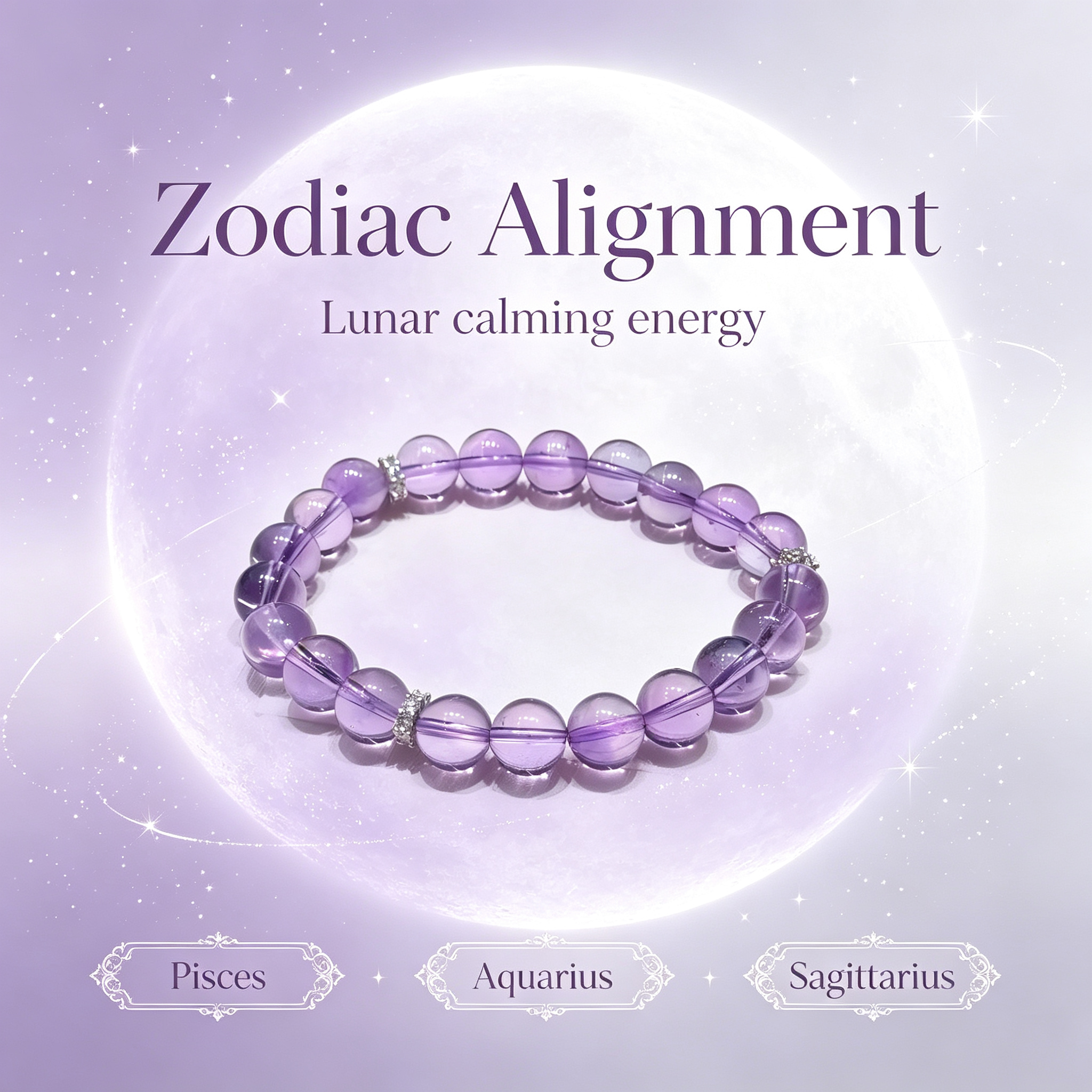 Natural Amethyst Bracelet, Calming Crystal Bracelet for Anxiety & Love