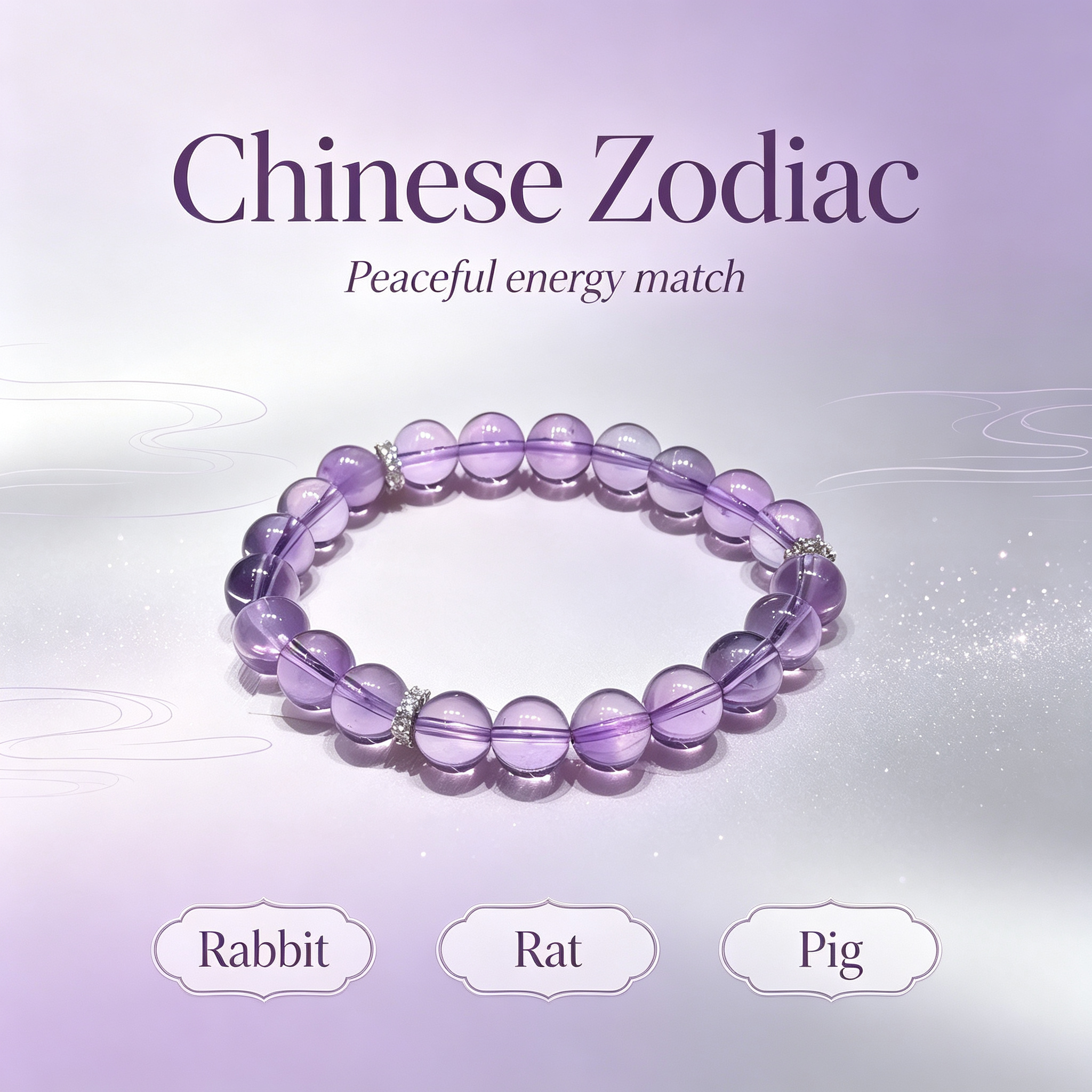 Natural Amethyst Bracelet, Calming Crystal Bracelet for Anxiety & Love