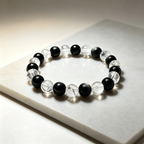 Silver Obsidian & Clear Azeztulite Bracelet | Protective Crystal Bracelet for Anxiety & Clear Path