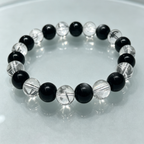 Silver Obsidian & Clear Azeztulite Bracelet | Protective Crystal Bracelet for Anxiety & Clear Path