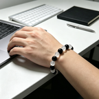 Silver Obsidian & Clear Azeztulite Bracelet | Protective Crystal Bracelet for Anxiety & Clear Path
