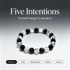 Silver Obsidian & Clear Azeztulite Bracelet | Protective Crystal Bracelet for Anxiety & Clear Path