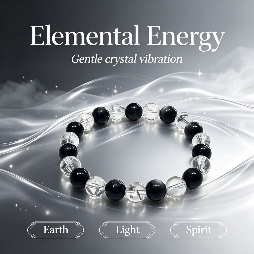Silver Obsidian & Clear Azeztulite Bracelet | Protective Crystal Bracelet for Anxiety & Clear Path