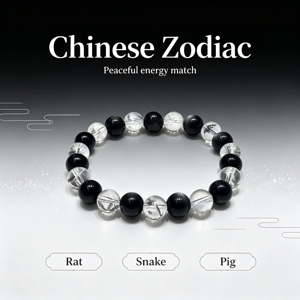 Silver Obsidian & Clear Azeztulite Bracelet | Protective Crystal Bracelet for Anxiety & Clear Path