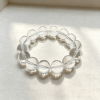 Natural Clear Quartz Bracelet, Healing Crystal Beaded Bracelet for Calm & Success