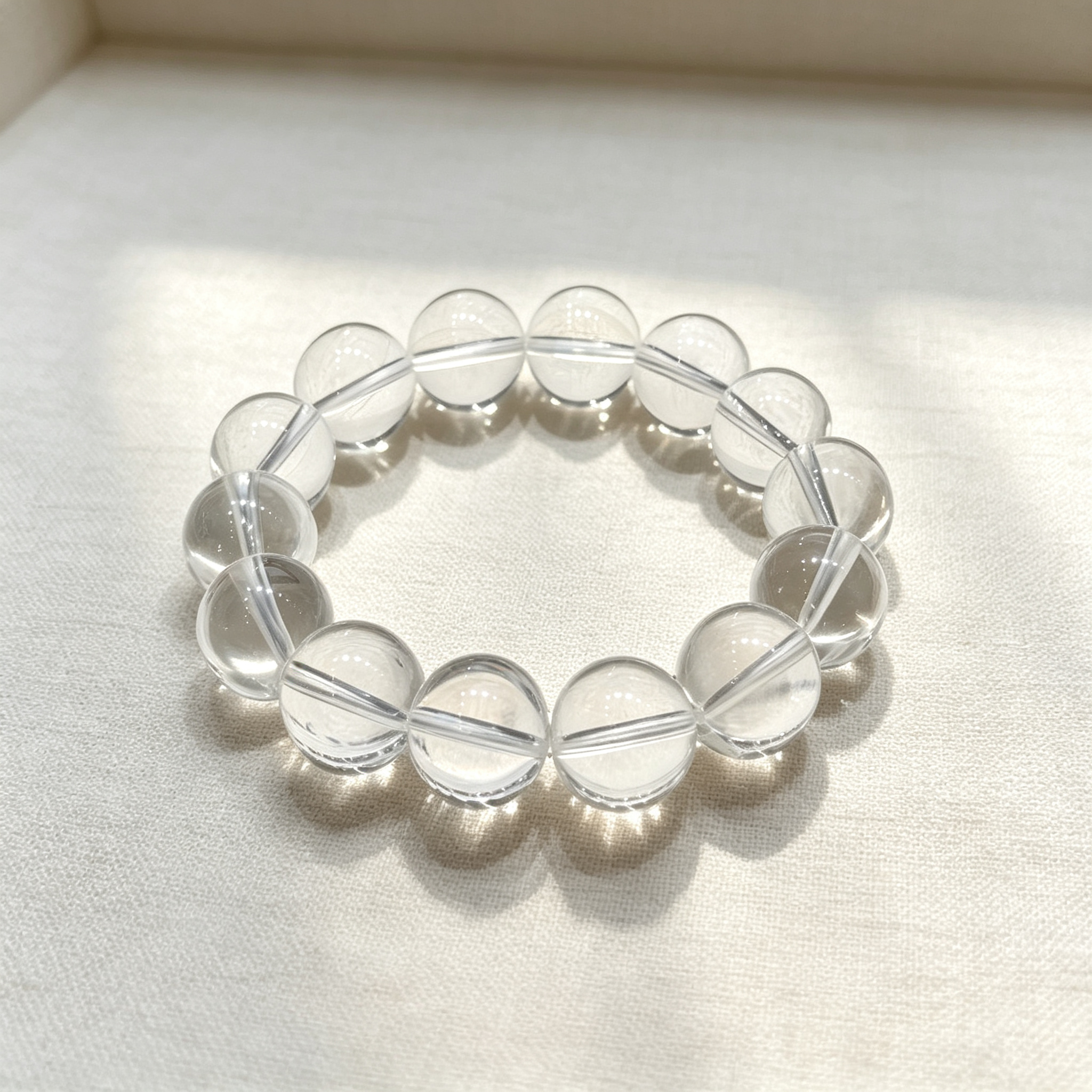 Natural Clear Quartz Bracelet, Healing Crystal Beaded Bracelet for Calm & Success