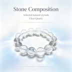 Natural Clear Quartz Bracelet, Healing Crystal Beaded Bracelet for Calm & Success