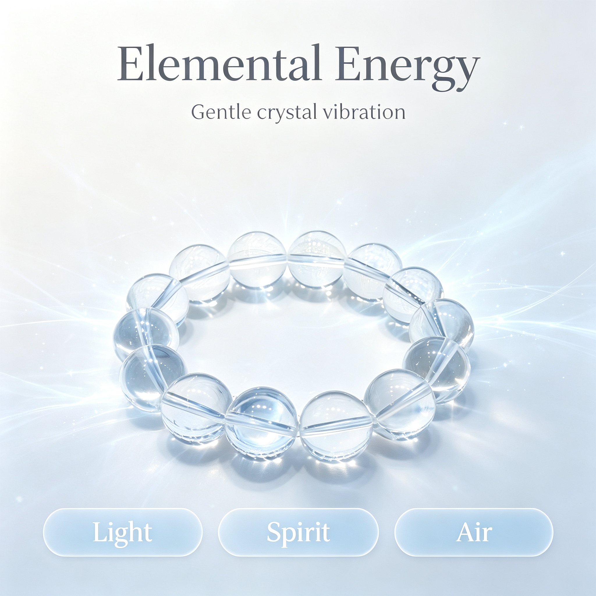 Natural Clear Quartz Bracelet, Healing Crystal Beaded Bracelet for Calm & Success