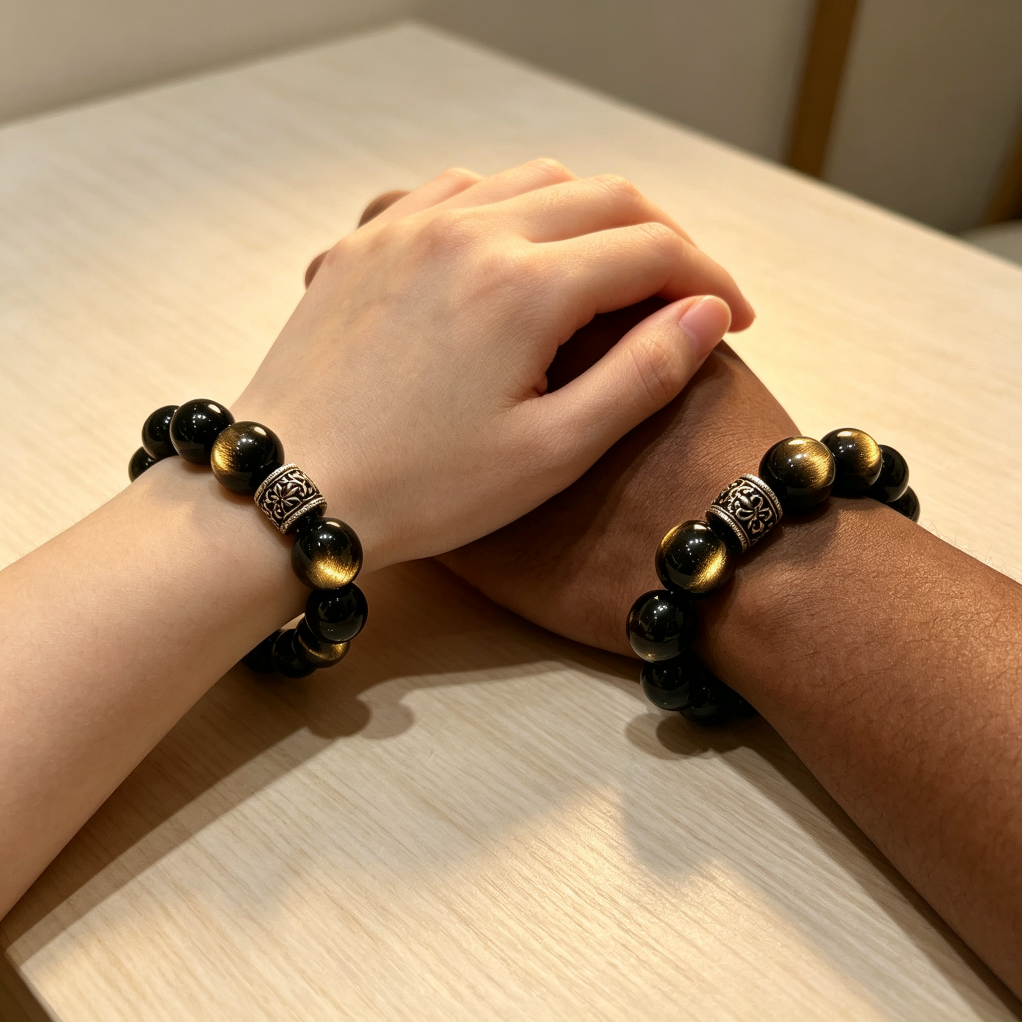 Gold Sheen Obsidian Bracelet Natural Crystal Protection Wealth Beaded Bracelet