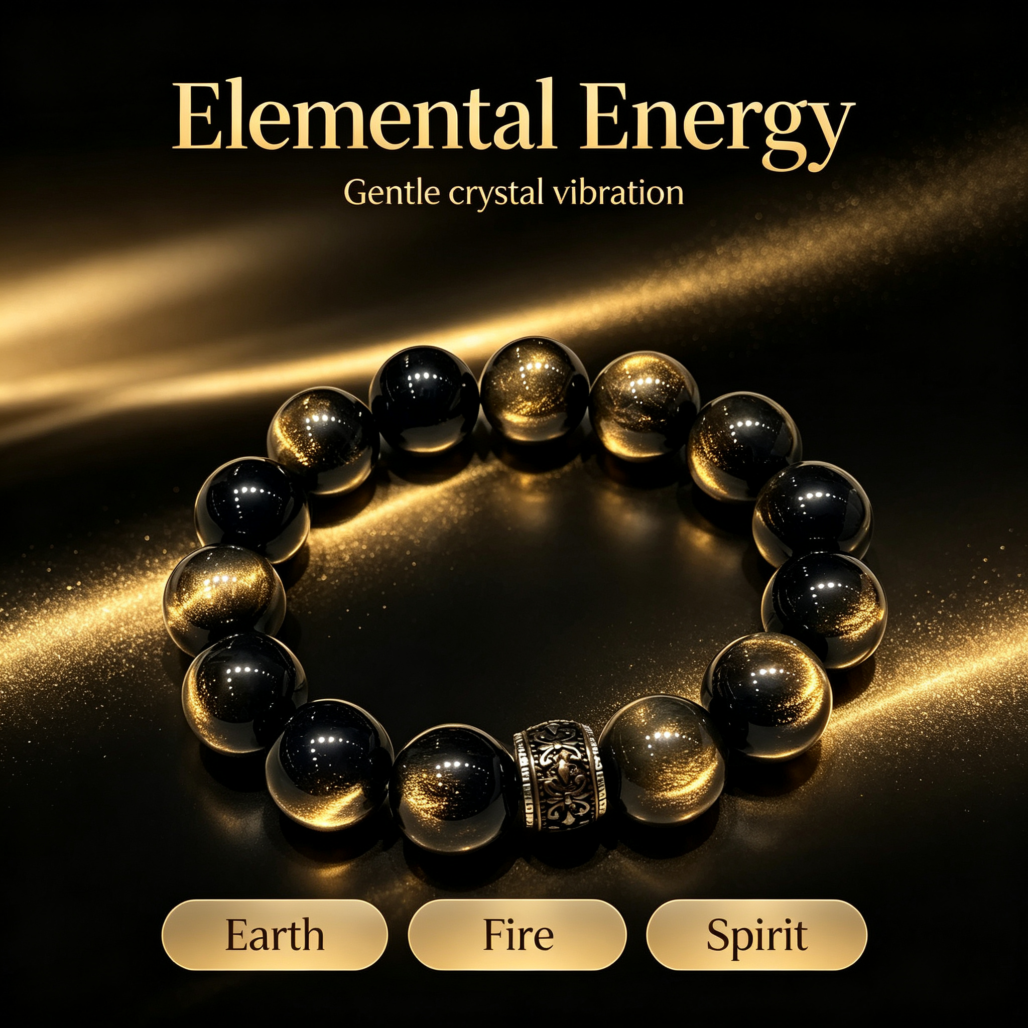 Gold Sheen Obsidian Bracelet Natural Crystal Protection Wealth Beaded Bracelet