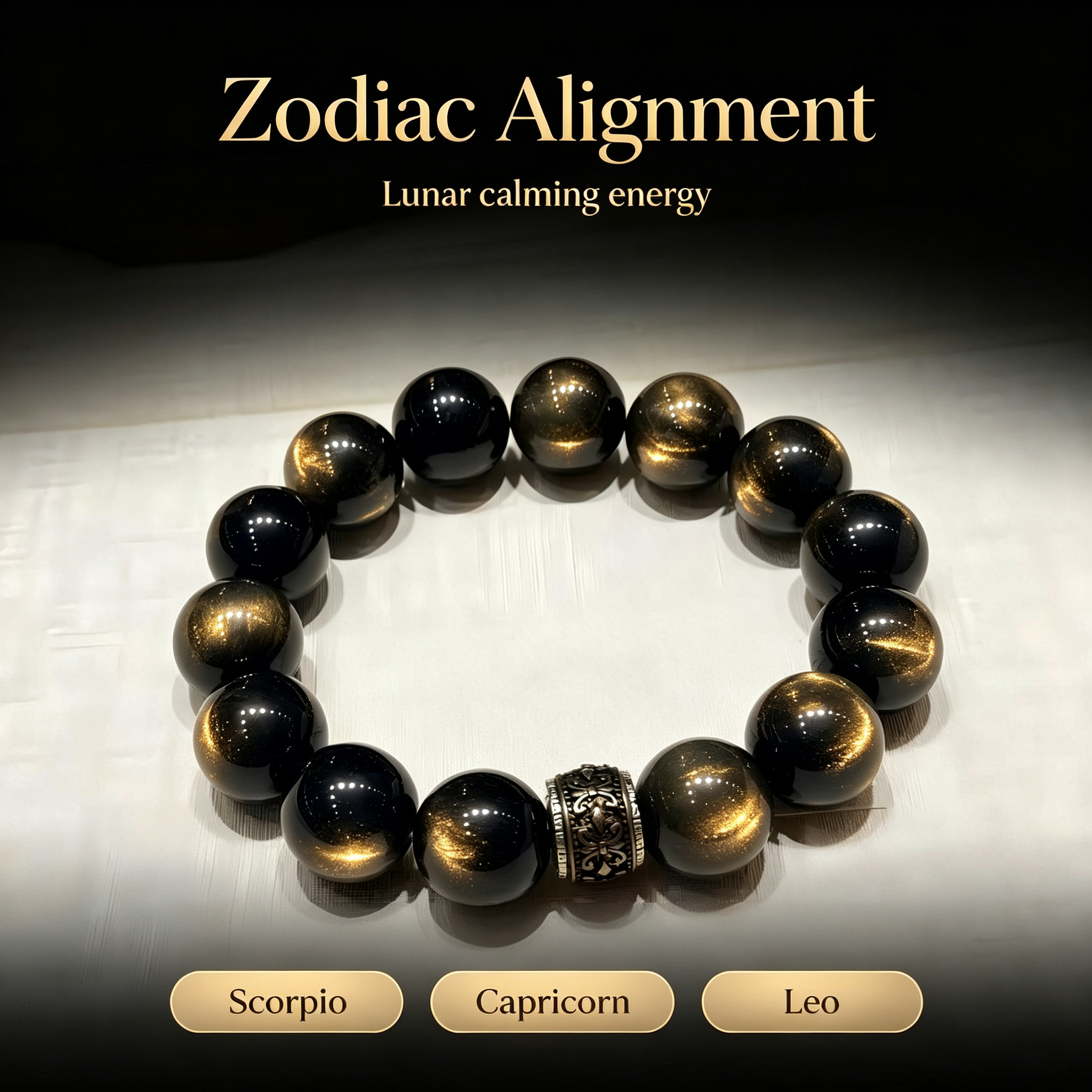 Gold Sheen Obsidian Bracelet Natural Crystal Protection Wealth Beaded Bracelet