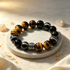 Golden Tiger Eye Silver Sheen Obsidian Bracelet Natural Crystal Wealth Protection Beaded Bracelet