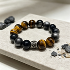 Golden Tiger Eye Silver Sheen Obsidian Bracelet Natural Crystal Wealth Protection Beaded Bracelet