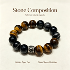 Golden Tiger Eye Silver Sheen Obsidian Bracelet Natural Crystal Wealth Protection Beaded Bracelet