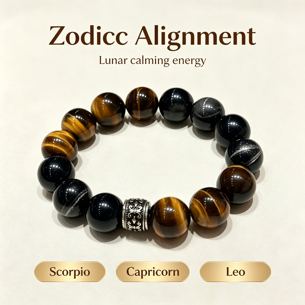 Golden Tiger Eye Silver Sheen Obsidian Bracelet Natural Crystal Wealth Protection Beaded Bracelet
