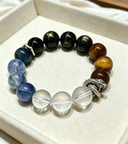 Golden Tiger Eye Kyanite Clear Quartz Golden Sheen Obsidian Bracelet Natural Crystal Protection Wealth Beaded Bracelet
