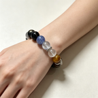 Golden Tiger Eye Kyanite Clear Quartz Golden Sheen Obsidian Bracelet Natural Crystal Protection Wealth Beaded Bracelet