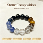 Golden Tiger Eye Kyanite Clear Quartz Golden Sheen Obsidian Bracelet Natural Crystal Protection Wealth Beaded Bracelet