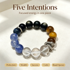 Golden Tiger Eye Kyanite Clear Quartz Golden Sheen Obsidian Bracelet Natural Crystal Protection Wealth Beaded Bracelet