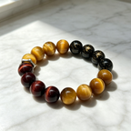 Golden Tiger Eye Red Tiger Eye Golden Sheen Obsidian Bracelet Natural Crystal Wealth Protection Beaded Bracelet