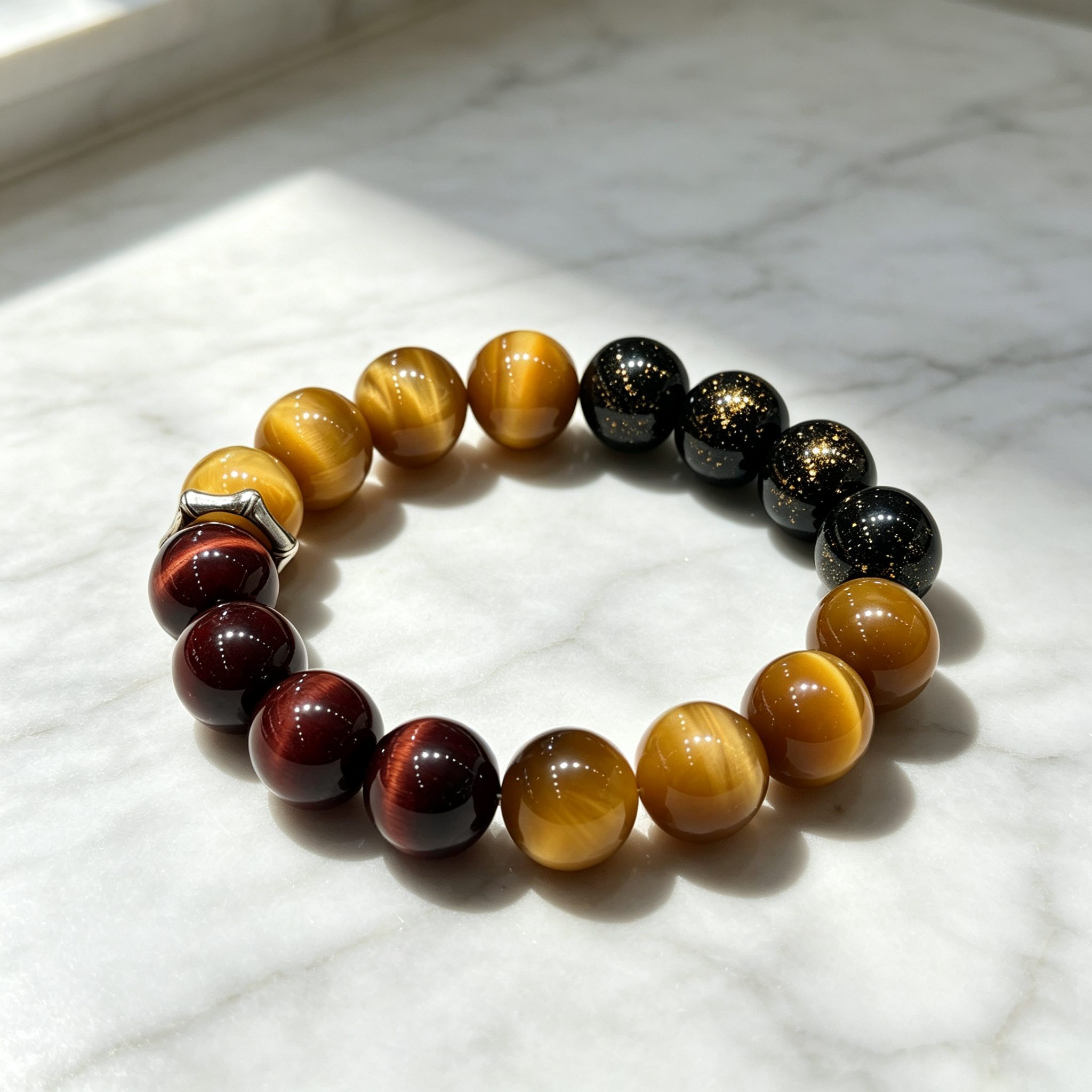 Golden Tiger Eye Red Tiger Eye Golden Sheen Obsidian Bracelet Natural Crystal Wealth Protection Beaded Bracelet